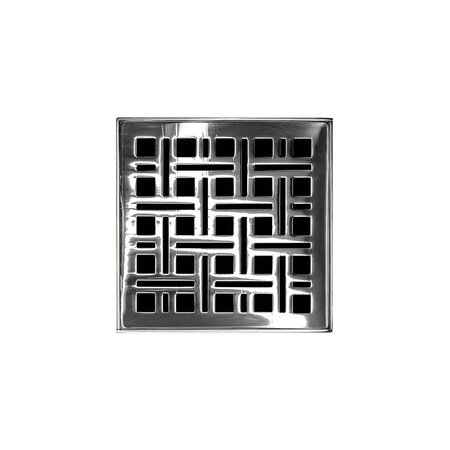 Infinity Drain 4"x4"Strainer W/ Weave Pattern DecPlate and 2"Throat-PS for VD 4 V_4_PS